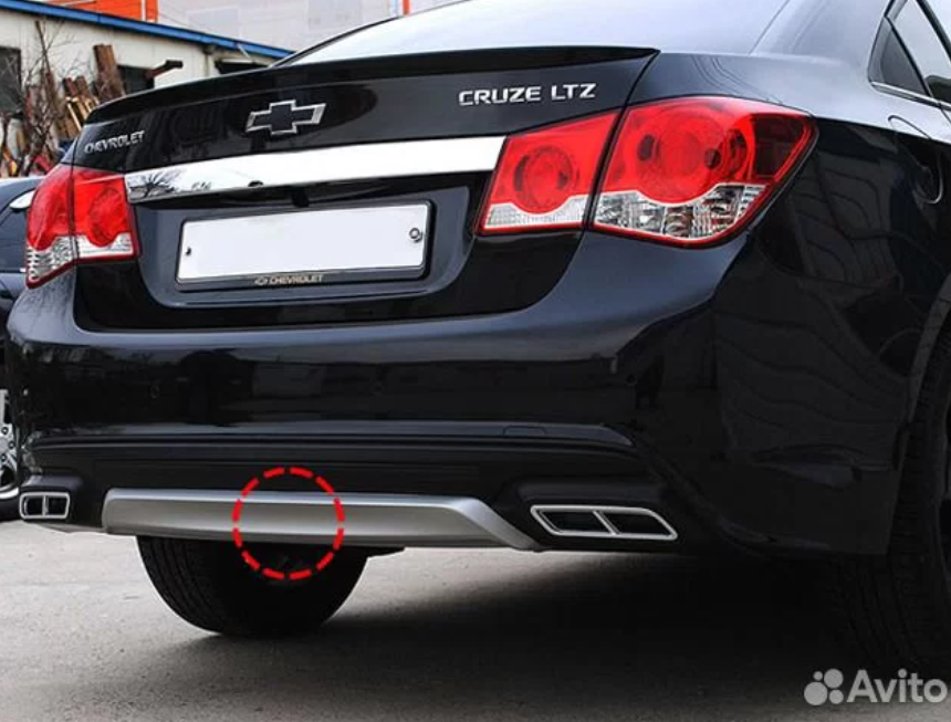 Диффузор заднего бампера Chevrolet Cruze рестайлинг со вставками под имитацию выхлопа (CT-CC-D01)