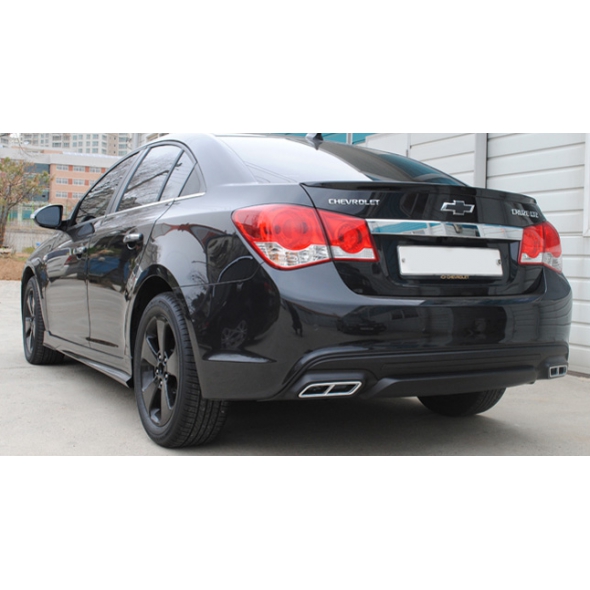 Задняя накладка Chevrolet Cruze Sedan (дорестайлинг) диффузор под 2 выхлопа Секвентум (CT-CHCR-DF05)