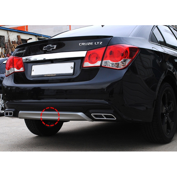 Задняя накладка Chevrolet Cruze Sedan (дорестайлинг) диффузор под 2 выхлопа Секвентум (CT-CHCR-DF05)