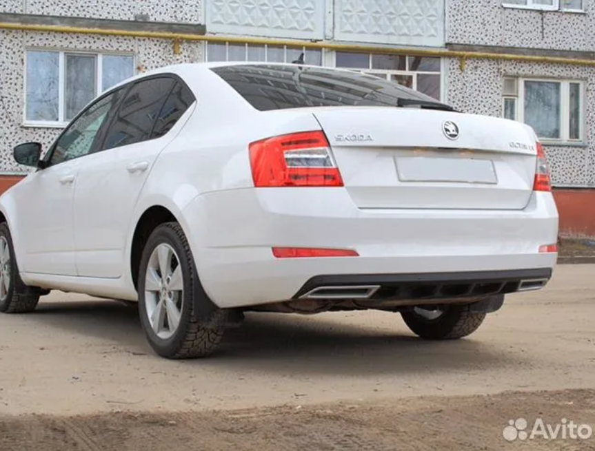 Имитация выхлопа бампера крашеные, Диффузор заднего бампера Skoda Octavia A7 (CT-SOA7-EXC01)