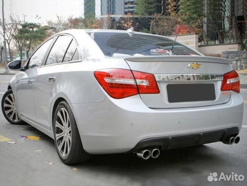 Задняя накладка Chevrolet Cruze диффузор под 2 выхлоп Секвентум (CT-CHCR-DF01)
